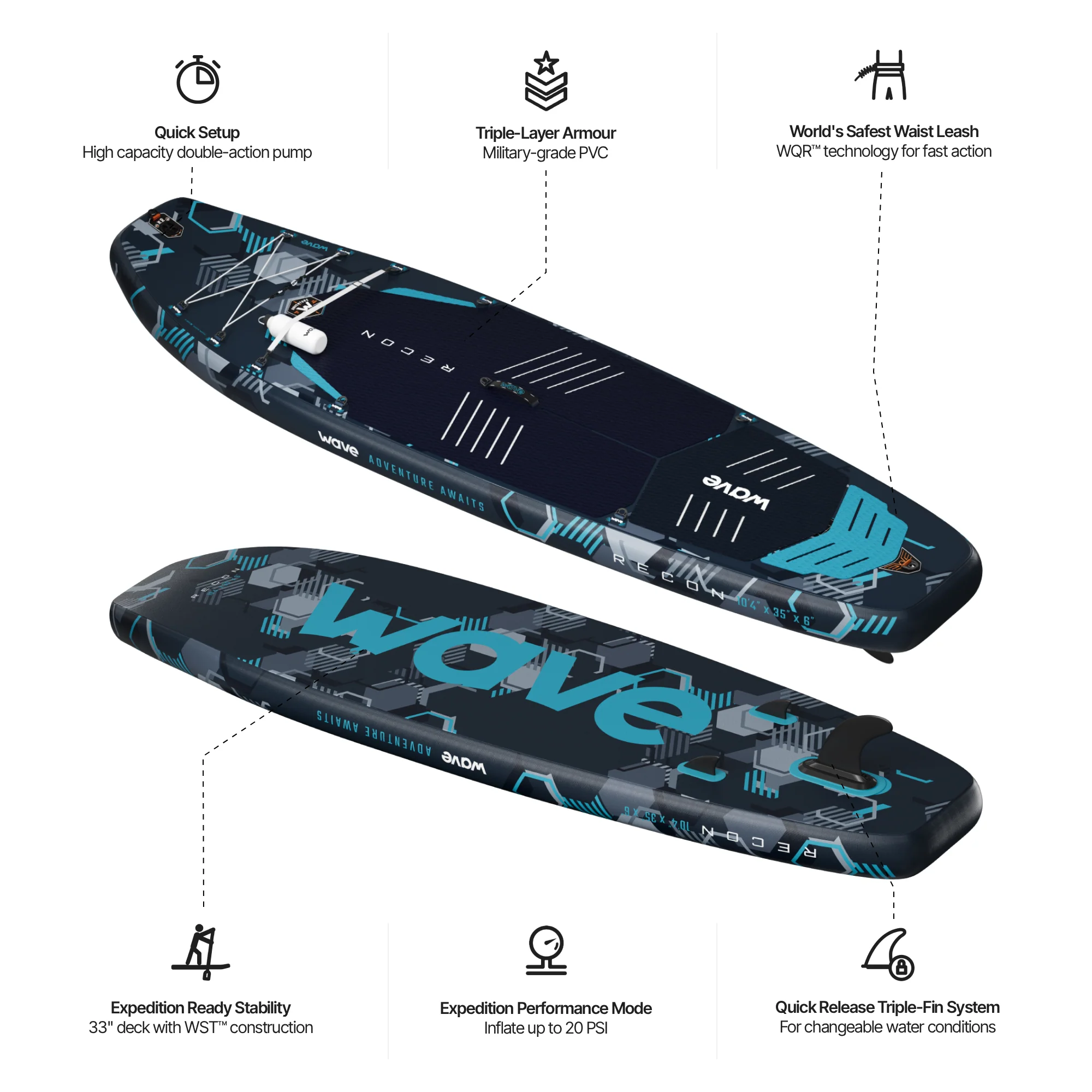 Recon 3.0 SUP | Inflatable Paddleboard | 10'4ft - Image 8
