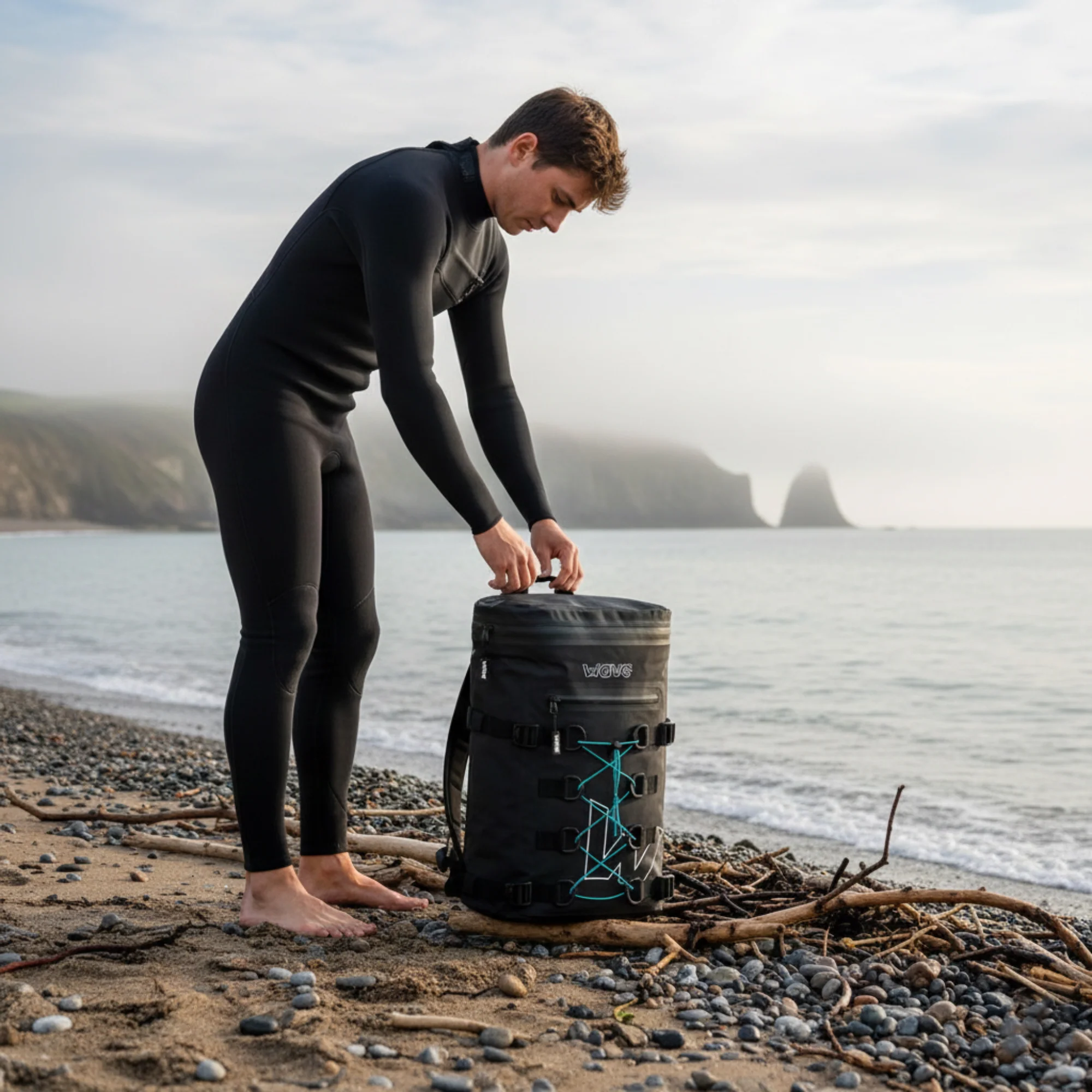 Waterproof Zipped PVC Deck Bag | Black | 20L - Image 2