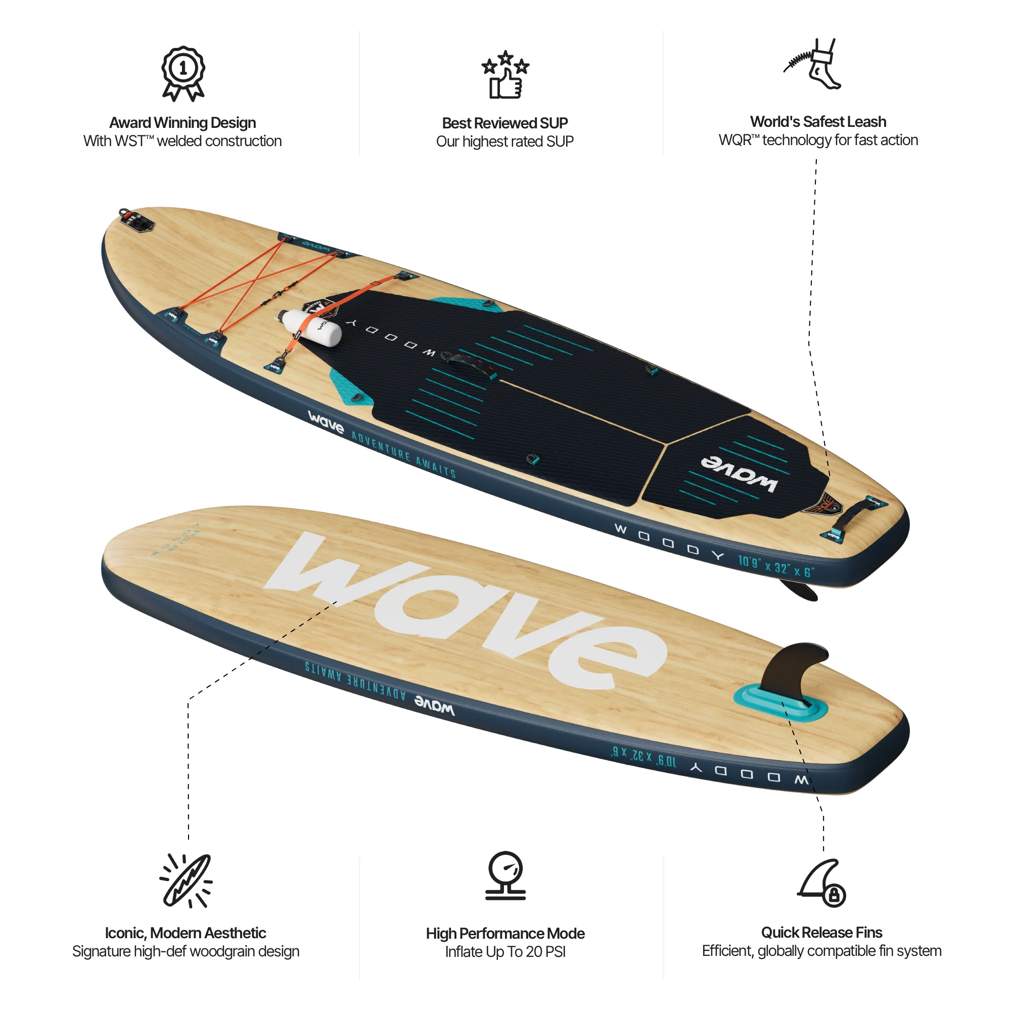 Woody 3.0 SUP | Inflatable Paddleboard | 10'9ft - Image 5