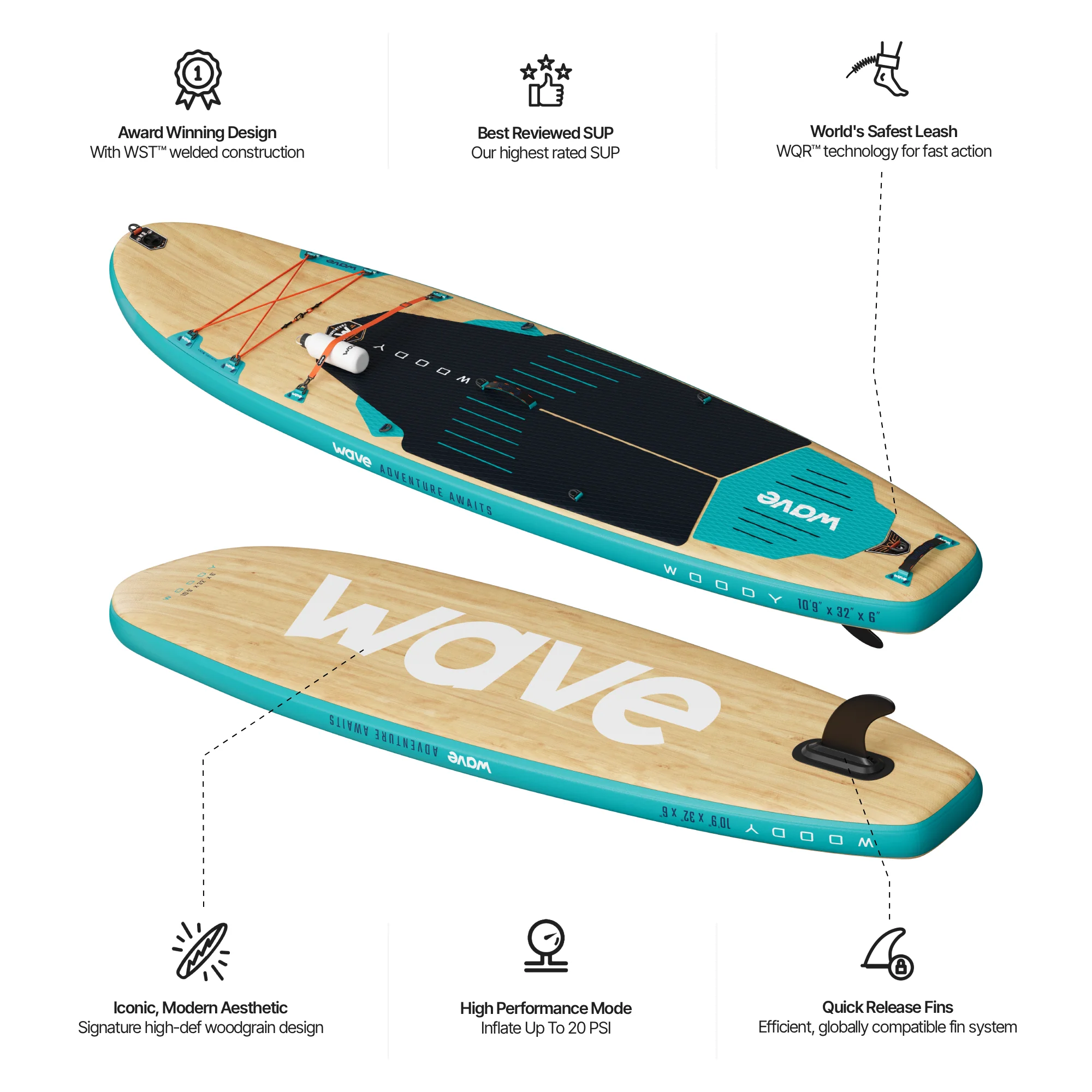 Woody 3.0 SUP | Inflatable Paddleboard | 10'9ft - Image 6
